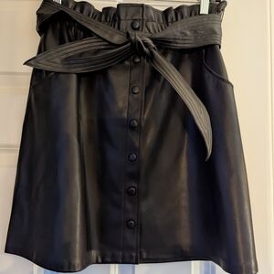 BB Dakota Black Mini A-Line Skirt with Tie Front